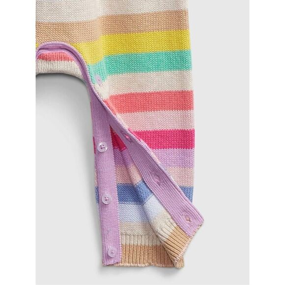 NEW GAP BabyGAP Infant 6-12 Months Overall Happy Stripe Sweater 1-piece - Picture 6 of 9